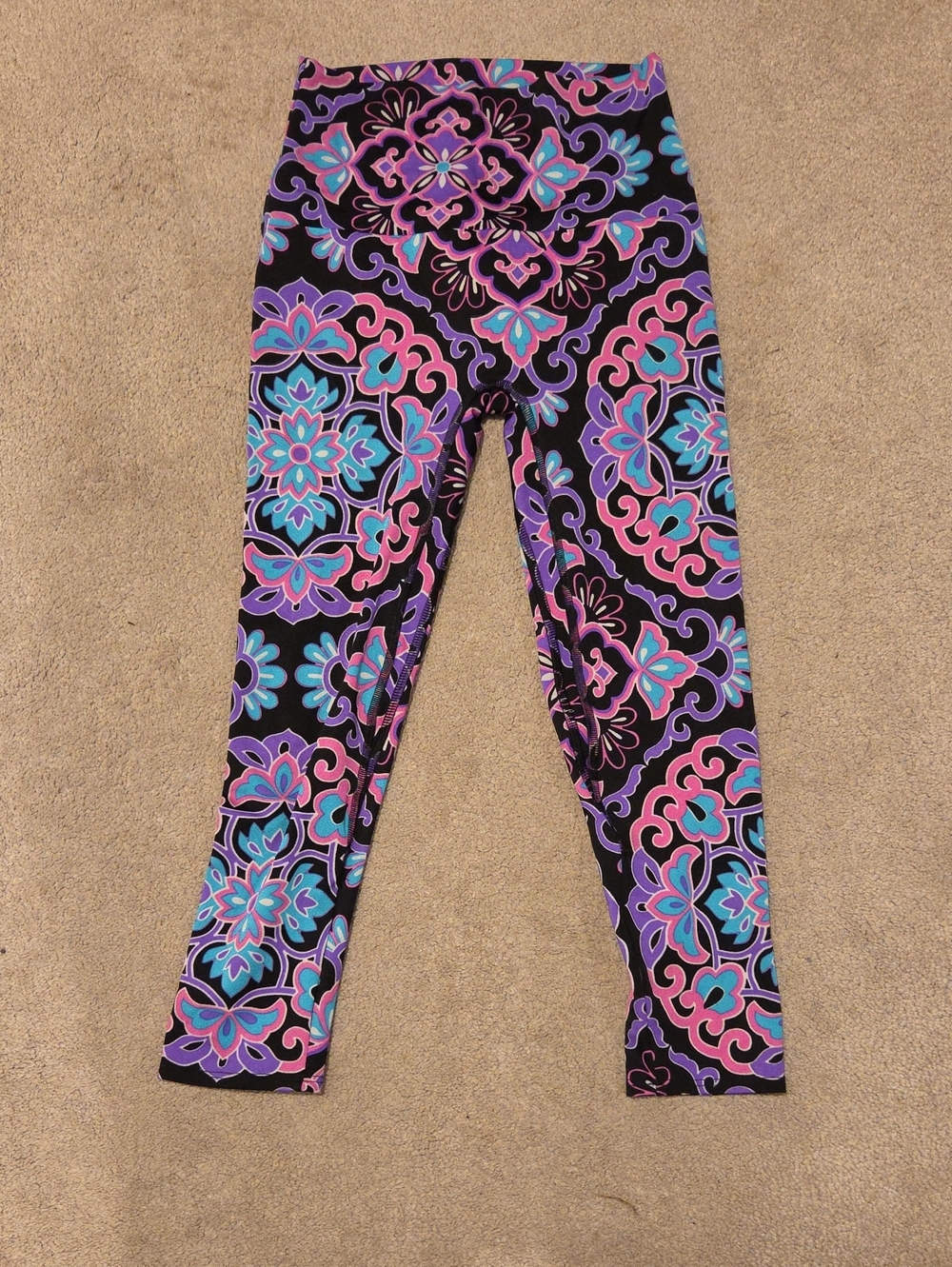 K-Deer Floral-Patterned Leggings with Pink & Blue Accents